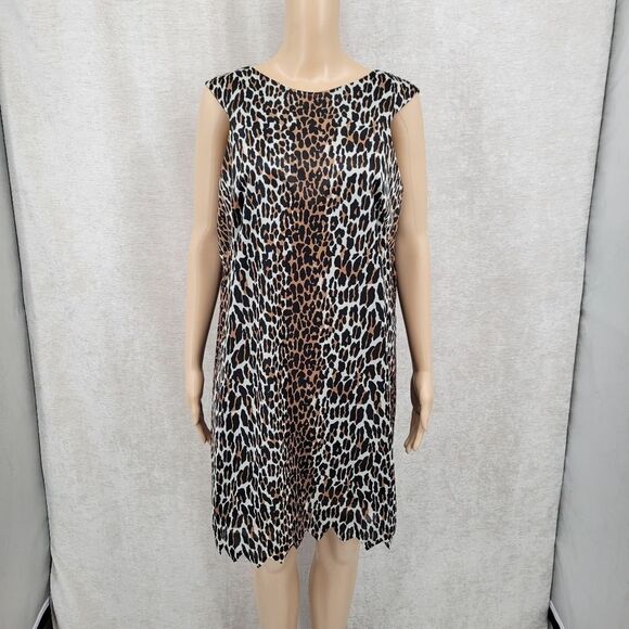 Vanity Fair 70s Leopard Print Nightgown Slip Dress Zigzag Hem Nylon Lounger - Picture 13 of 16